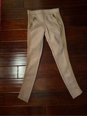 Burberry London Taupe Mesh Side Panel Zipper Leggings Pants US 4
